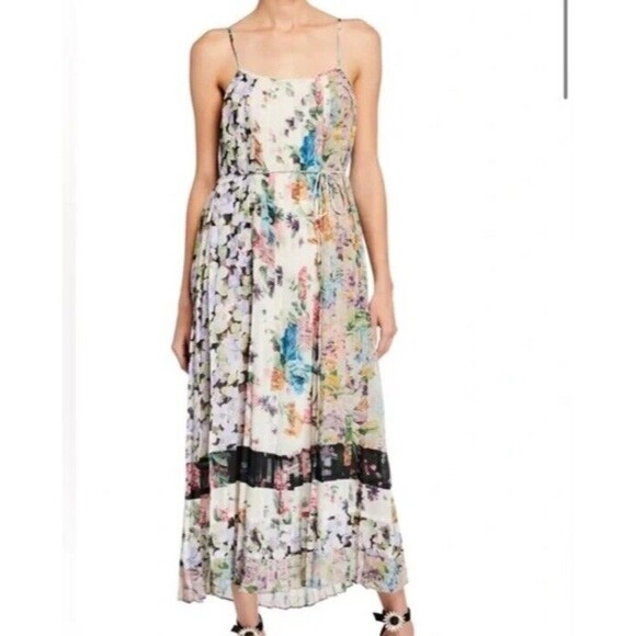 ZIMMERMANN NINETY-SIX PLEATED SLIP DRESS (2) Medium Floral Midi Spaghett… - Picture 2 of 8